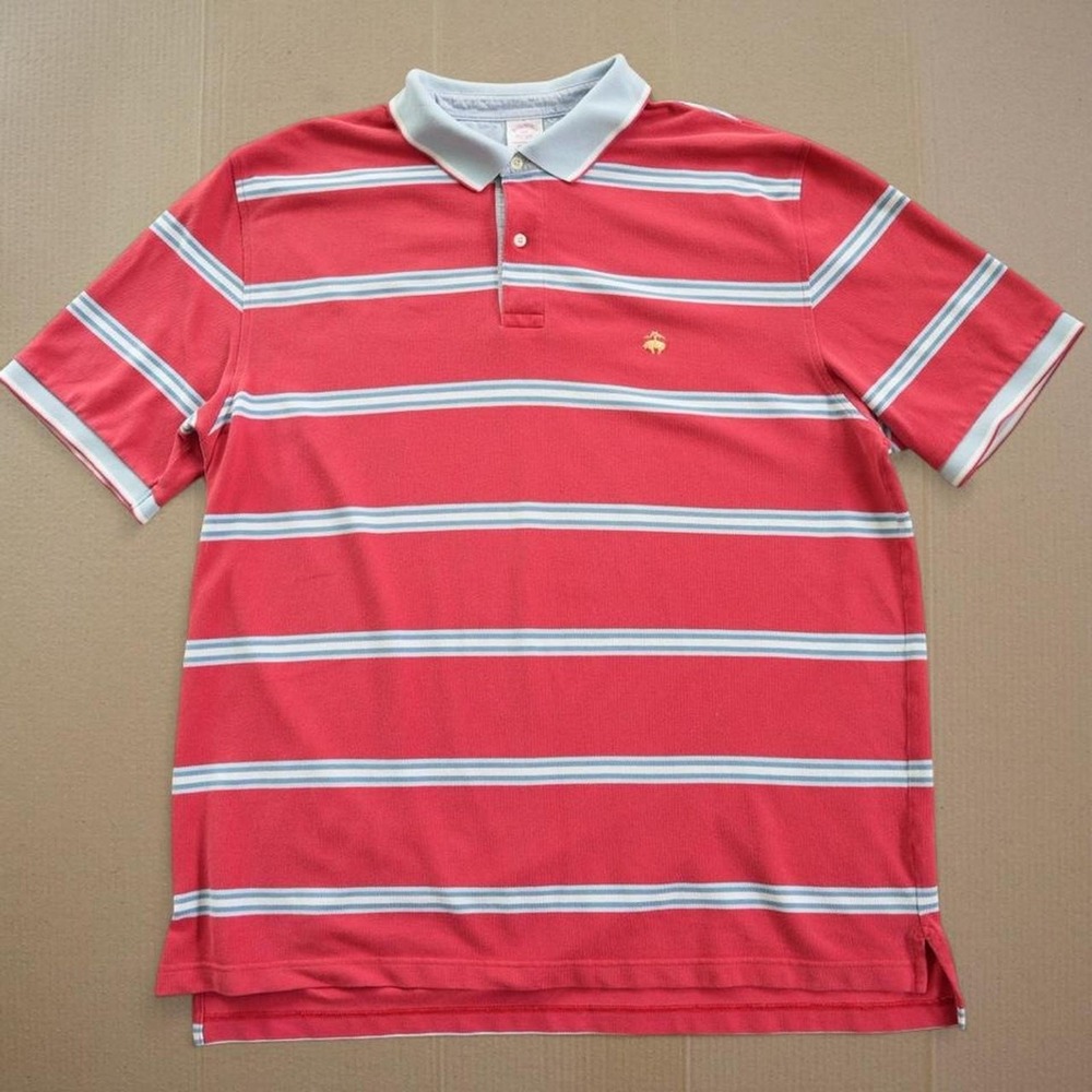 Brooks Brothers Vintage Striped Polo Shirt Mens Sz 2XL Red Blue Performance Golf